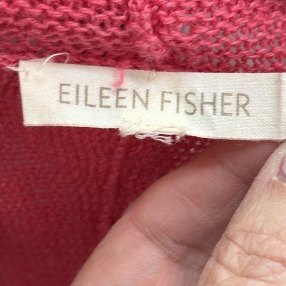 Eileen Fisher Pink 100% Hemp Open Front Cardigan Sweater Petite P 3/4 Sleeve - Picture 2 of 6